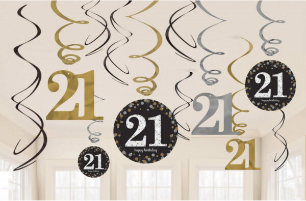 Happy Birthday Guld 21 Band Dekorationsset 12-pack