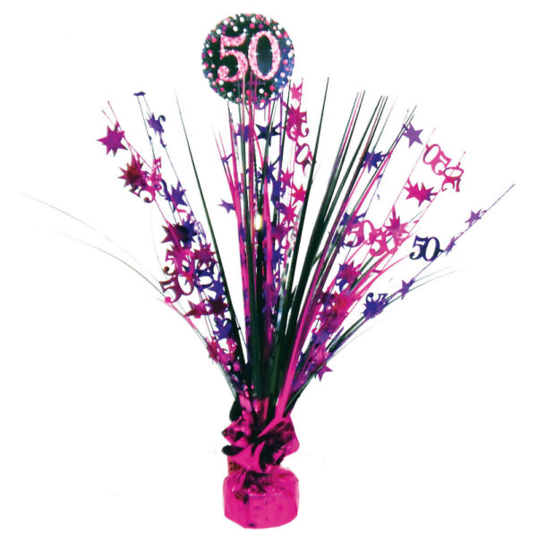 Happy Birthday 50 borddekoration 45,7 cm rosa