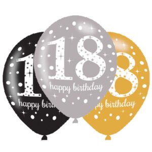 Happy Birthday 18 ballong, 6 st, 11 tum (27,5 cm)