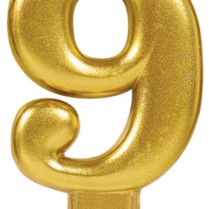 Number Gold, guld siffertårtljus 9