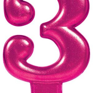 Sifferljus rosa nummer 3 till tårta