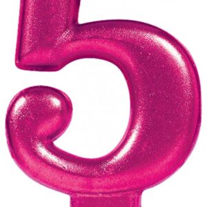Sifferljus 5, rosa tårtljus