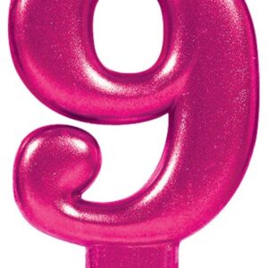 Siffertårtljus nummer 9 rosa