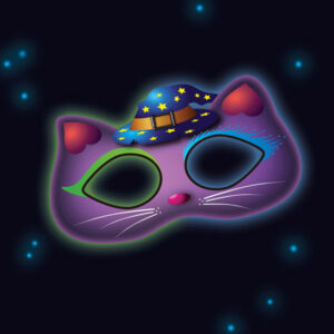 Färgglad lysande kattmask 19x10 cm