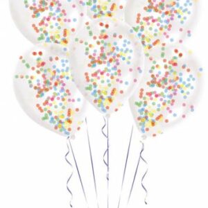 Färgglada konfettifyllda ballonger, 6 st 27,5 cm