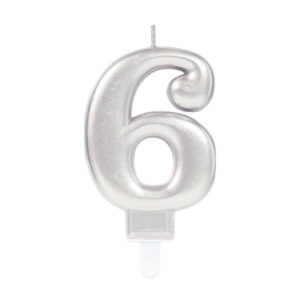 Number Silver, silver siffertårtljus nummer 6