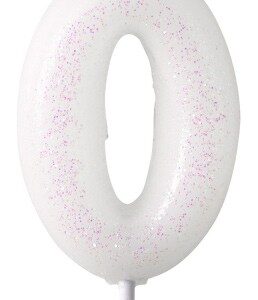 Vit glittrande ljus 0-s 6,5 cm