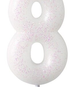Vit glittrande ljus i åttasiffran, 6,5 cm