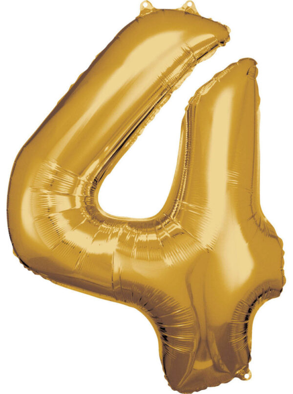 Guld Giant Nummer 4 Folieballong, 86x66 cm