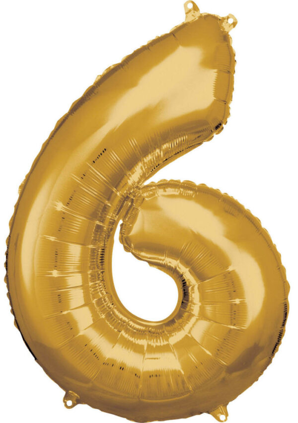Guld Siffraballong Giant 6, 86x58 cm