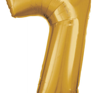Number Gold, jättestor folieballong siffra 7, 83x55 cm