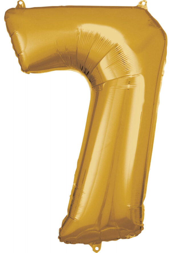 Number Giant Folieballong 7, Guld 83x55 cm