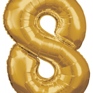 Number Gold, jättestor folieballong siffra 8, 83x55 cm
