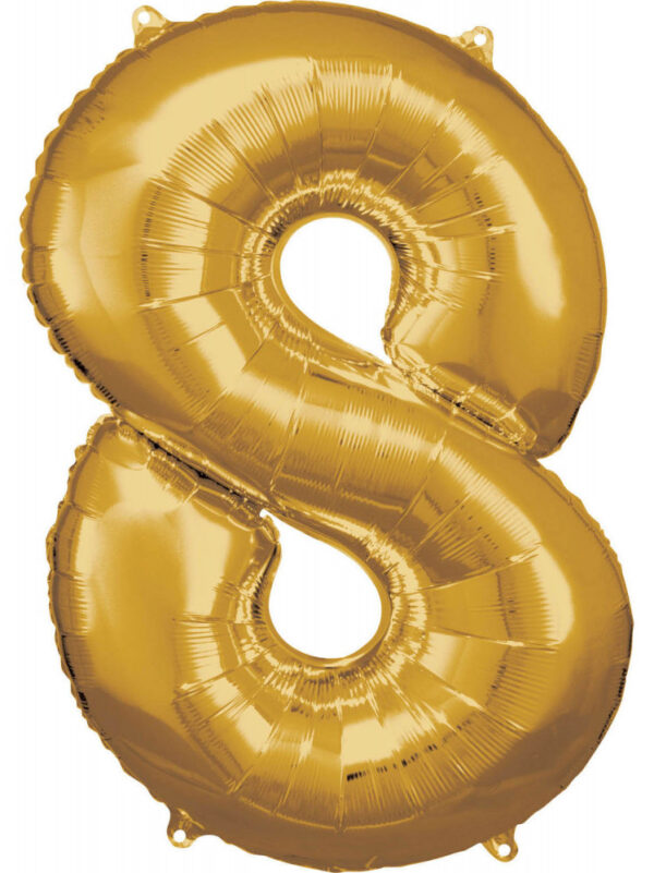 Guld Nummer 8, Gigantisk Folieballong 83x55 cm