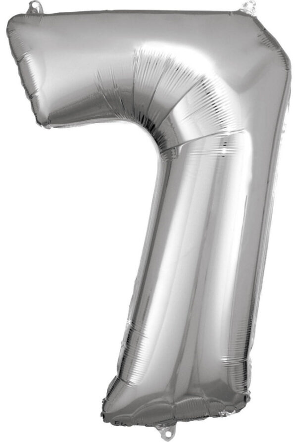 Jätteballong Siffra 7 i Silver, 83x55 cm