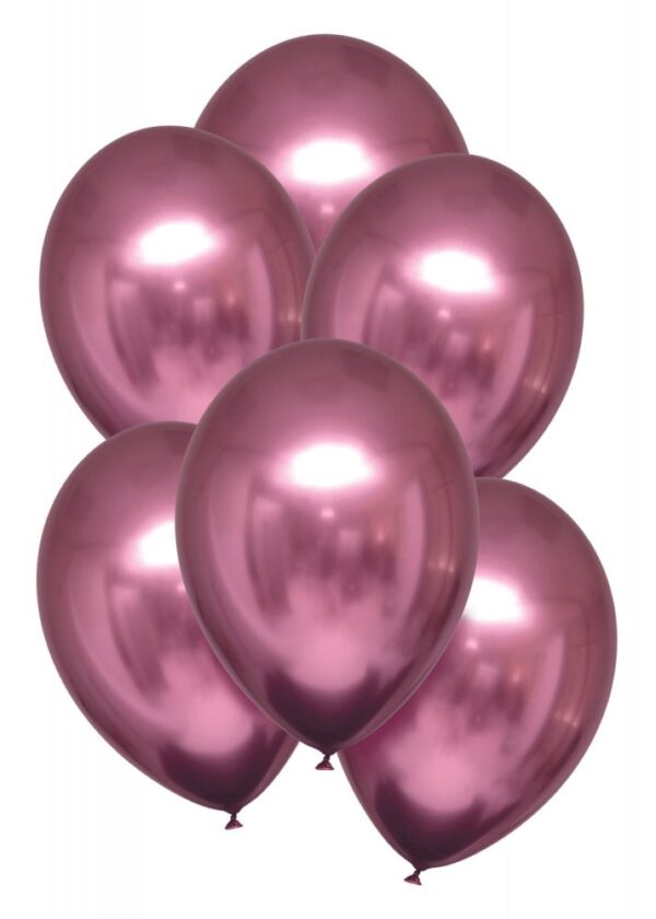 Satin flamingo ballong, 6-pack 27,5 cm