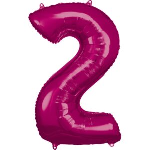 Number Pink Giant Folieballong Siffra 2, 88x50 cm