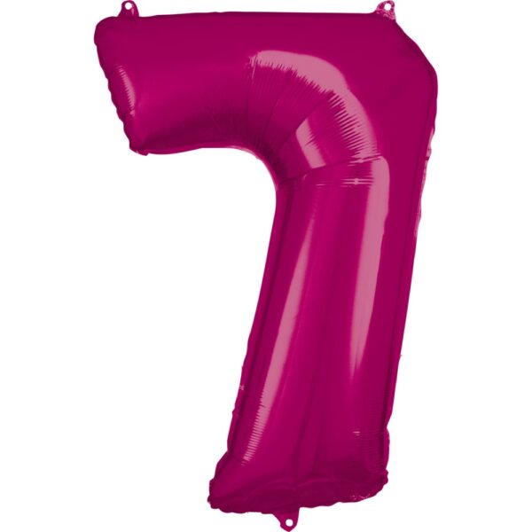 Jättestor folieballong siffra 7, rosa 88x58 cm