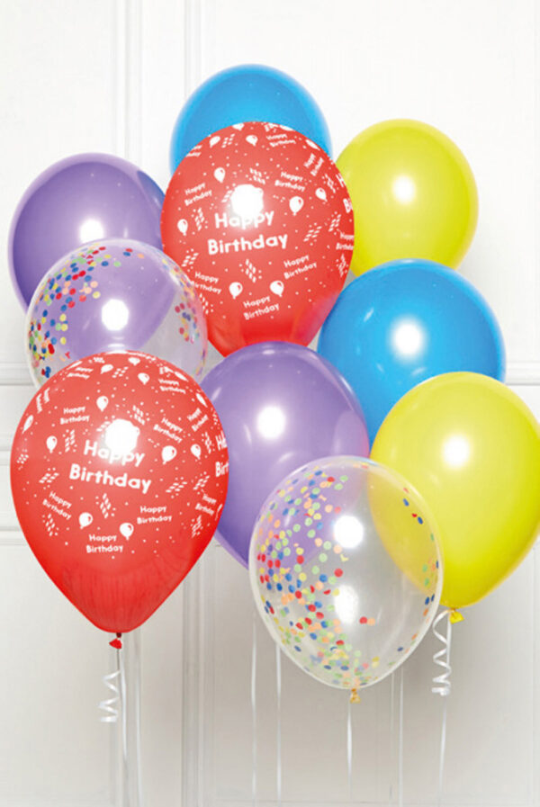Färgglada Happy Birthday-ballonger, 10-pack 27,5 cm