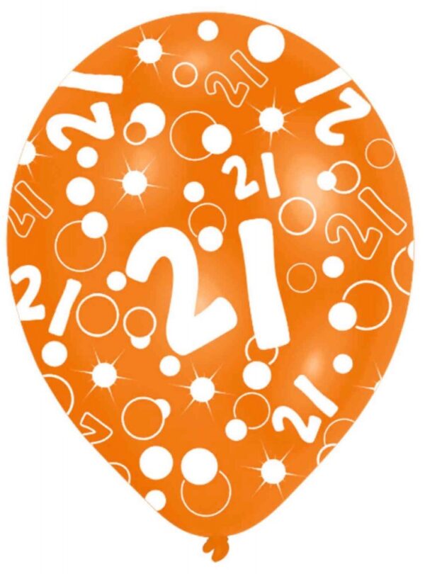 Happy Birthday 21 ballong, 6 st 27,5 cm