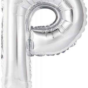 Number Silver, silverfärgad folieballong bokstaven P 45 cm