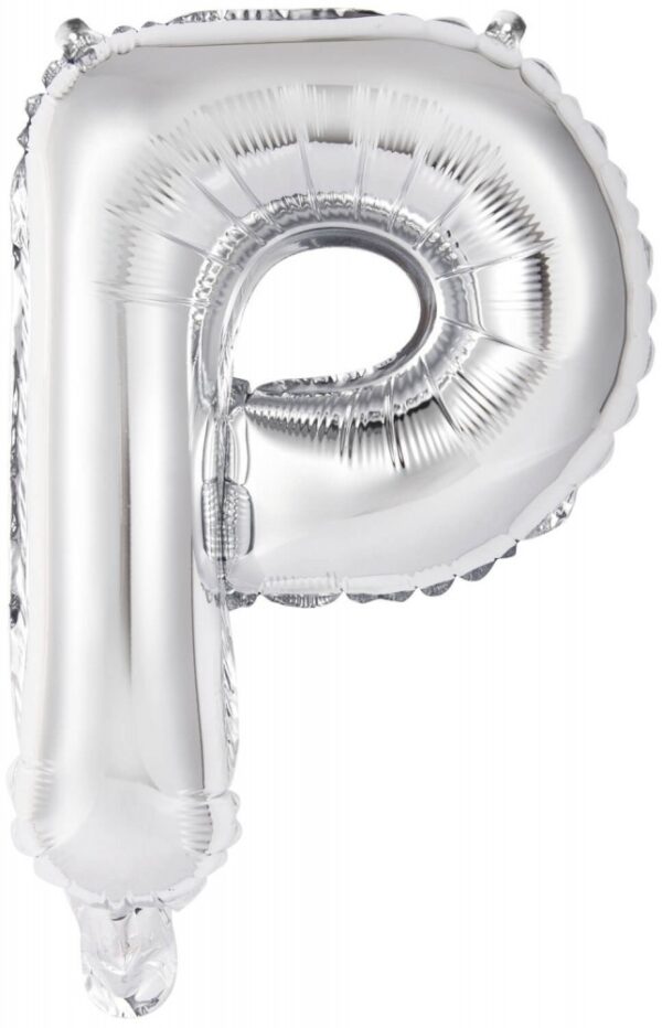 Silver P-bokstavsballong i folie 45 cm