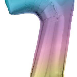 Number Pastel Rainbow jättestor folieballong siffra 7, 83 cm