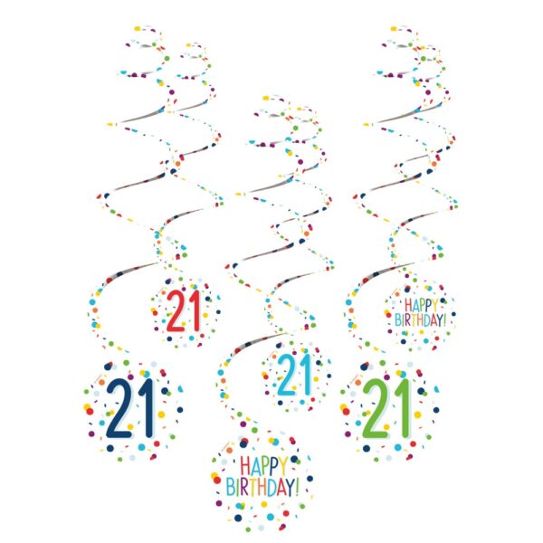 Happy Birthday Konfetti 21 Band Dekorationsset 6 delar