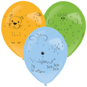 Colour Animals Prick till Prick-ballong, 3 st med penna, 35,5 cm