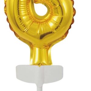 Number Gold, guldfärgad folieballong nummer 6 för tårta 13 cm