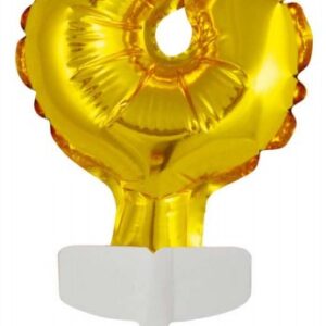 Sifferballong Guld 8 i folie för tårta 13 cm