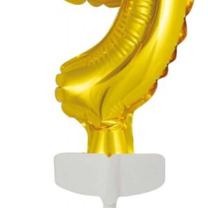 Number Gold, guldfärgad folieballong siffra 9 för tårtor 13 cm