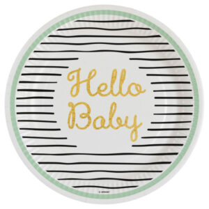 Baby Gold Hello Pappersassiett 8 st 23 cm