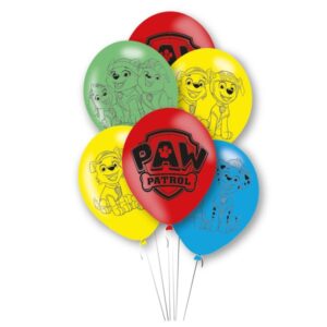 Paw Patrol Color Paws ballong, 6-pack 27,5 cm