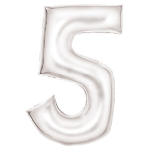 Number Lustre White, Vit Nummer 5 Folieballong 86 cm