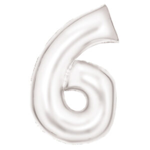 Number Lustre White, Vit Nummer 6 Folieballong 86 cm