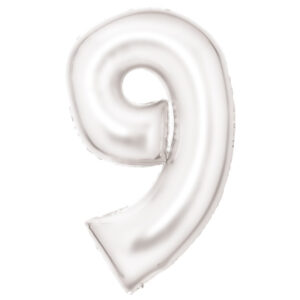 Number Lustre White, vit folieballong siffra 9, 86 cm