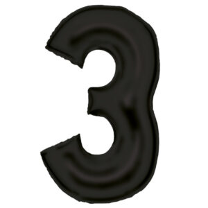 Number Lustre Black, svart folieballong siffra 3, 86 cm