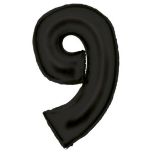 Number Lustre Black, svart folieballong siffra 9, 86 cm