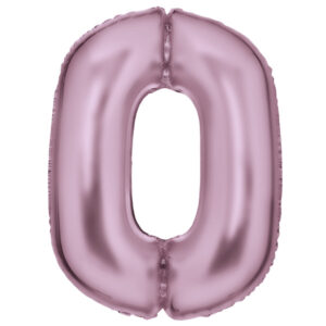 Number Lustre Pastellrosa, Rosa Nummer 0 Folieballong 86 cm