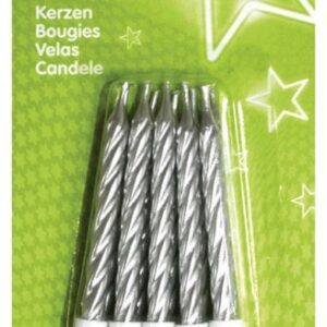 Silverfärgade tårtljus, set om 10 st, 6,3 cm