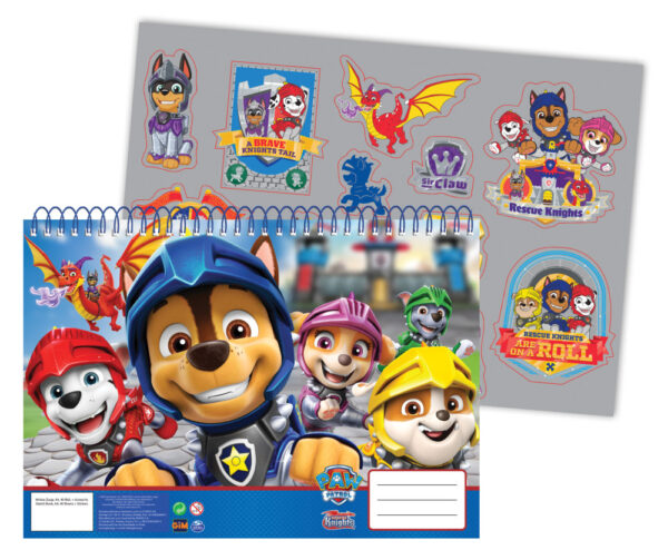 Paw Patrol Knights A/4 spiralblock med 40 blad och klistermärken