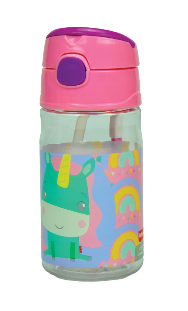 Fisher-Price plastflaska med djurmotiv och hängare 350 ml