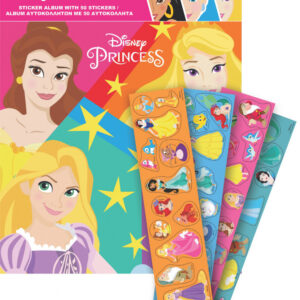 Disney Princess klistermärkesalbum med 50 klistermärken