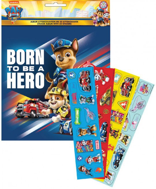 Paw Patrol film klistermärkesalbum med 50 klistermärken