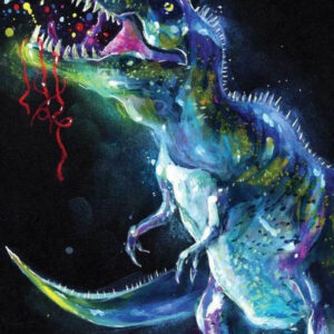 Dinosaur Neon badhandduk, strandhandduk 70x140 cm