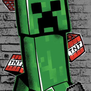 Minecraft Metro Art Creeper badhandduk, strandhandduk 70x140 cm
