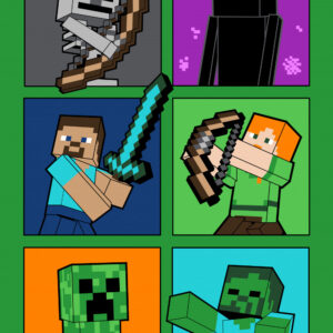Minecraft Fight Badges Supermjuk polarpläd 100x150 cm