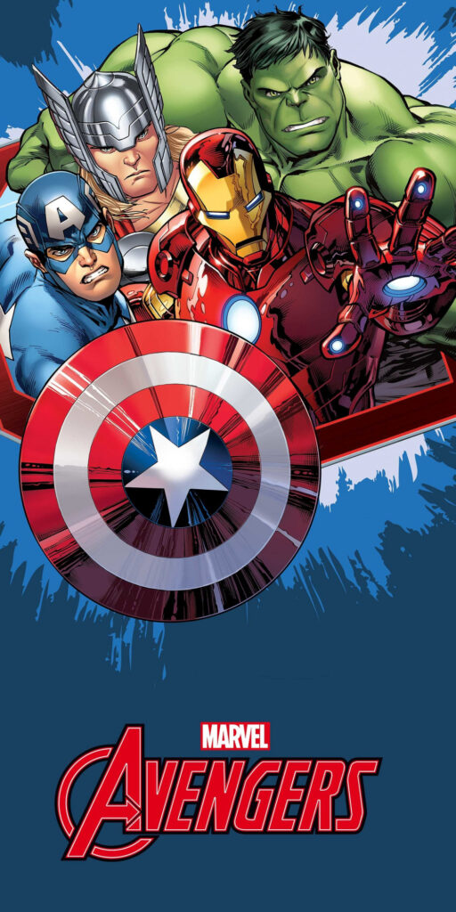 Avengers blå badhandduk, strandhandduk 70x140 cm