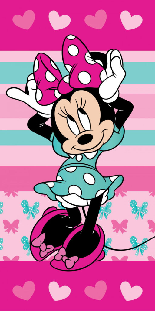 Disney Mimmi Pigg Hearts badhandduk, strandhandduk 70x140 cm